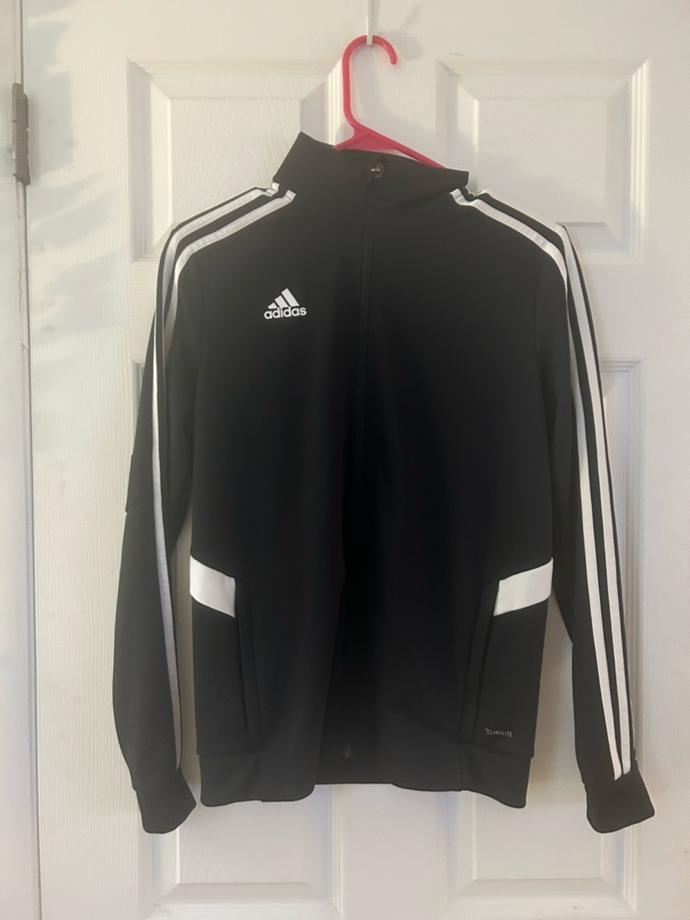 adidas Black Track Jacket with White Stripes